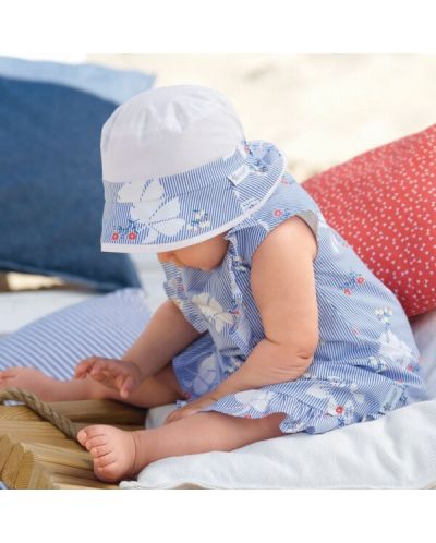 Pălărie de vară pentru copii cu protecție UV 50+ Sterntaler - Cu flori, 53 cm, 2-4 ani, albă - 3