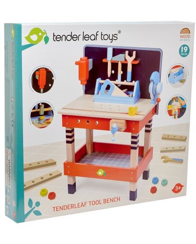 Atelier de lemn pentru copii Tender Leaf Toys - Cu unelte, 19 piese  - 6