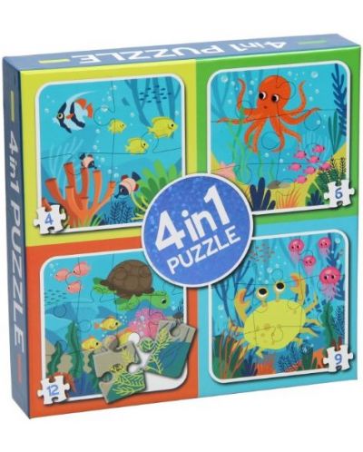 Puzzle pentru copii Win Holland 4 în 1 - Aventuri subacvatice - 1