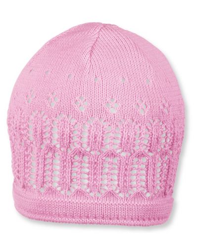 Pălărie pentru copii din bumbac tricotat Sterntaler - 45 cm, 6-9 luni, roz - 1