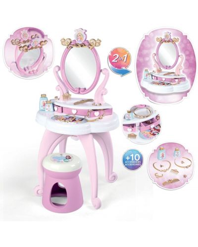 Masă de toaletă pentru copii 2 în 1 Smoby Disney Princess - Coafor - 2