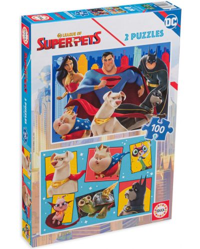 Puzzle pentru copii Educa 2 x 100 de piese - DC Super Heroes - 1