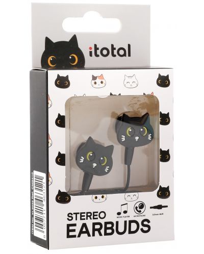 Căști pentru copii cu microfon I-Total - Cats Collection 11052, negru - 4