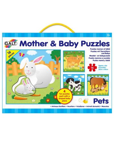 Puzzle-uri pentru copii 4 in 1 Galt - Mame si pui, Animale domestice - 1