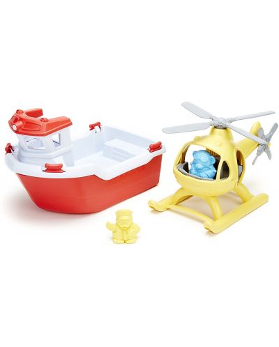 Jucarie pentru copii Green Toys - Barca de salvare si elicopter - 1