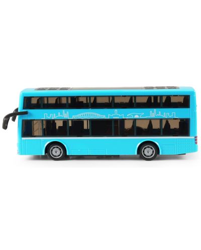 Jucărie pentru copii Rappa - Autobuz cu două etaje, 19 cm, albastru - 2
