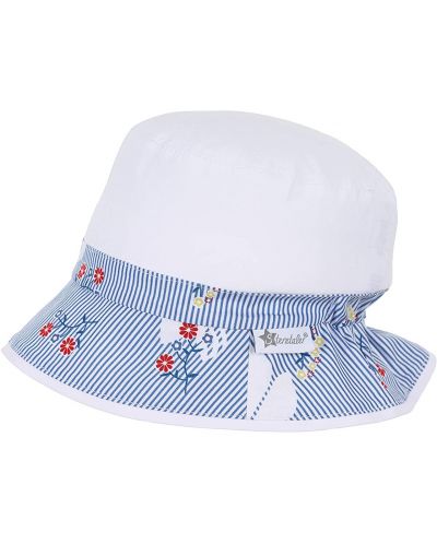 Pălărie de vară pentru copii cu protecție UV 50+ Sterntaler - Cu flori, 53 cm, 2-4 ani, albă - 1