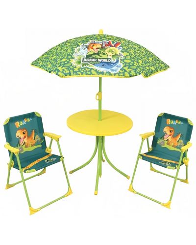 Set de grădină pentru copii Fun House - Masă cu scaune și umbrelă, Jurassic World - 1