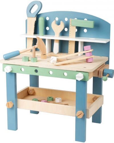 Atelier de lucru din lemn pentru copii Small Foot - Cu unelte, 22 de bucăți  - 1