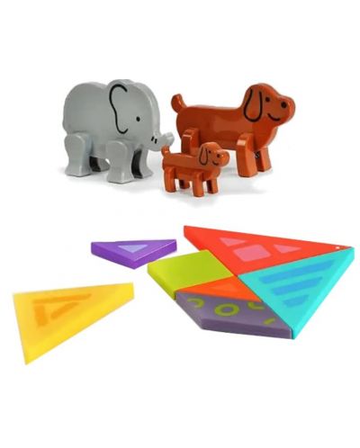 Joc inteligent pentru copii Hola toys Educational - Tangram magnetic, Animale - 4