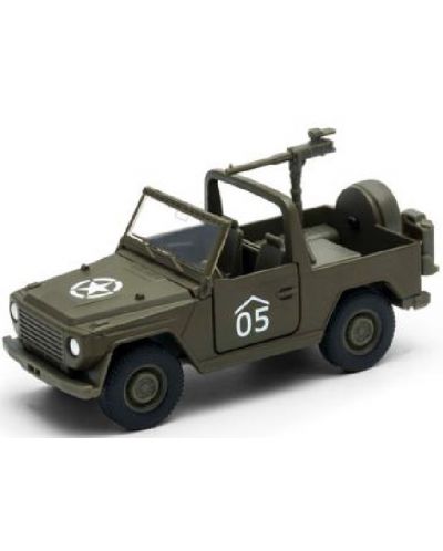 Jucărie Welly - Camionetă metalică blindată cu mitralieră, 12 cm - 1