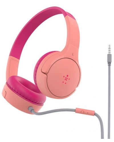 Căști pentru copii cu microfon Belkin - SoundForm Mini, roz - 1