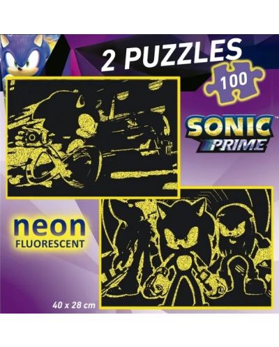 Puzzle neon pentru copii Educa din 2 x 100 piese - Sonic - 3