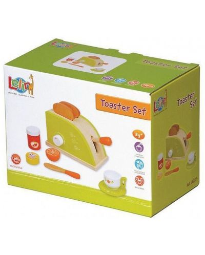 Set de joaca Lelin - Toster pentru copii, cu produse pentru mic dejun, verde - 2