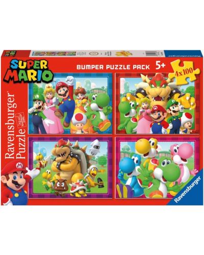 Puzzle pentru copii  Ravensburger din  4 x 100 piese - Super Mario - 1