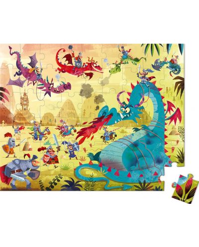 Puzzle in valiza Janod - Dragoni, 54 piese - 2