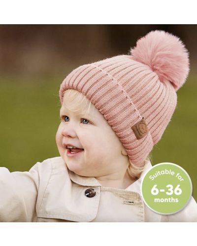 Pălărie de iarnă pentru copii cu pompon KeaBabies - 6-36 luni, roz, 2 buc. - 3