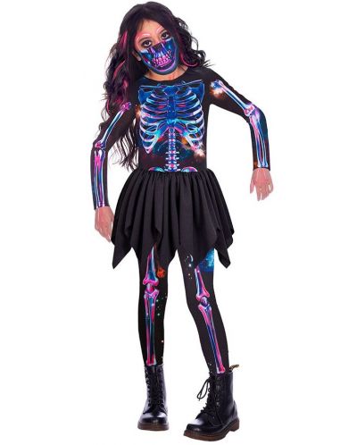 Costum de carnaval pentru copii Amscan - Neon skeleton, 3-4 ani, pentru o fată - 1