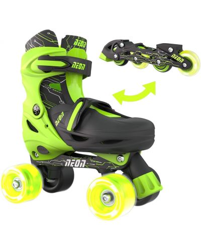 Role pentru copii 2 în 1 Yvolution - Neon Combo Skates, marimea 30-33, verde - 3