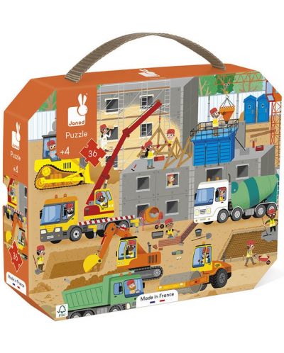 Puzzle pentru copii intr-o valiza Janod - Santier, 36 piese - 1
