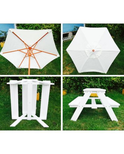 Masă de picnic din lemn pentru copii cu umbrelă Ginger Home - 4