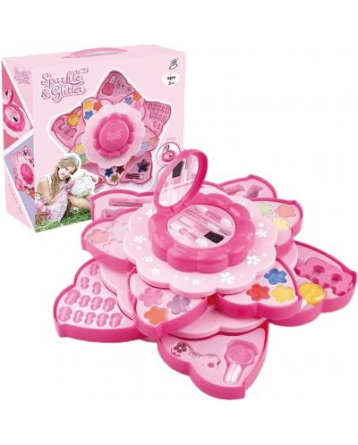 Set de cosmetice pentru copii Raya Toys - Sparkle and Glitter, roz - 1