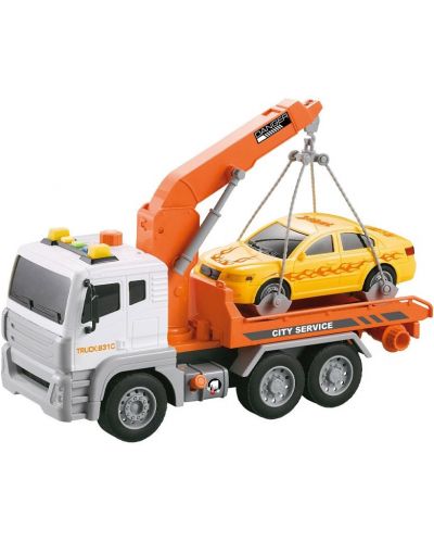 Jucarie pentru copii City Service - Camion cu macara si masina - 1