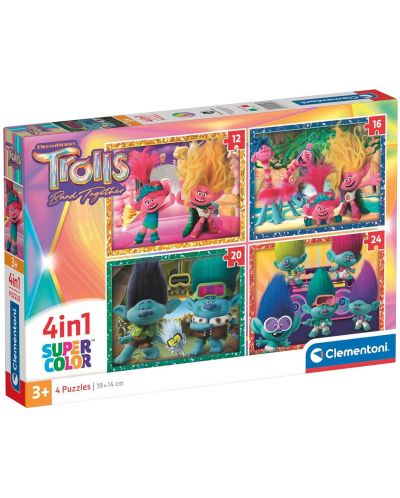 Puzzle pentru copii  Clementoni 4 в 1 - Trolls: Gang se adună - 1