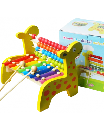 Set din lemn pentru copii Raya Toys - Xilofon și abac - 1