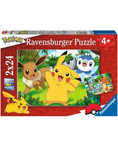 Puzzle pentru copii Ravensburger  din 2 x 24 piese - Pikachu și prietenii - 1