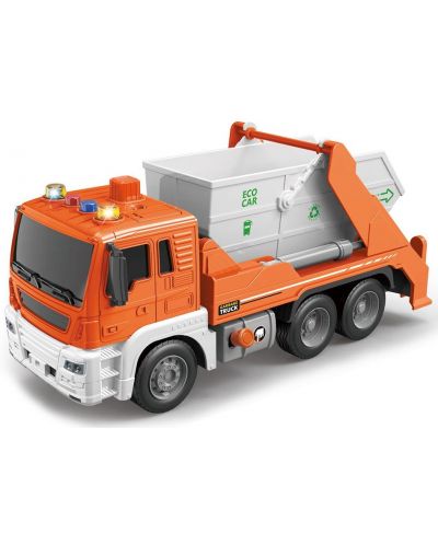 Camion pentru copii Raya Toys - Truck Car,Camion de gunoi cu sunet și lumini, 1:16 - 1