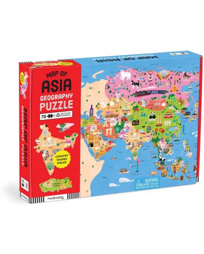 Puzzle pentru copii Mudpuppy din 70 de piese - Harta Asiei - 1