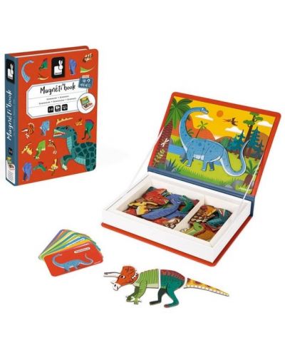 Carte magnetica pentru copii Janod - Dinozauri, 50 piese - 2