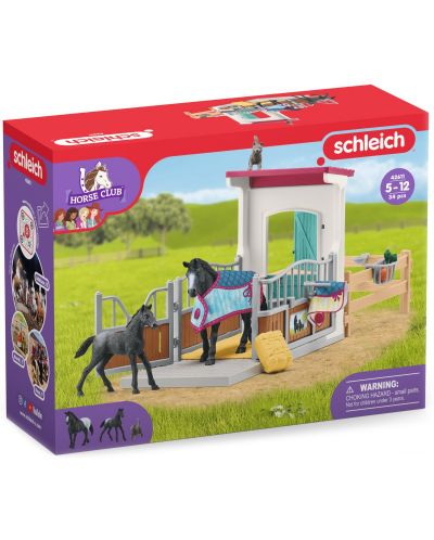 Set pentru joc Schleich Horse Club -Box pentru cai, iapă cu mânz