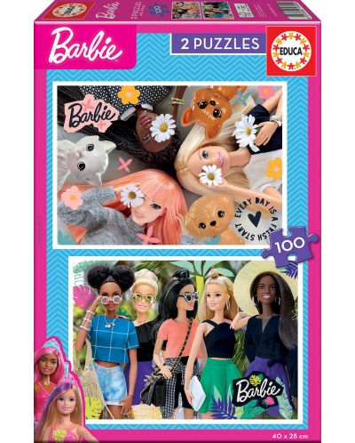 Puzzle pentru copii Educa din 2 х 100 de piese - Barbie - 1