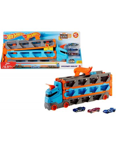 Jucarie pentru copii Mattel Hot Wheels - Autotransportator cu 3 masinute - 2