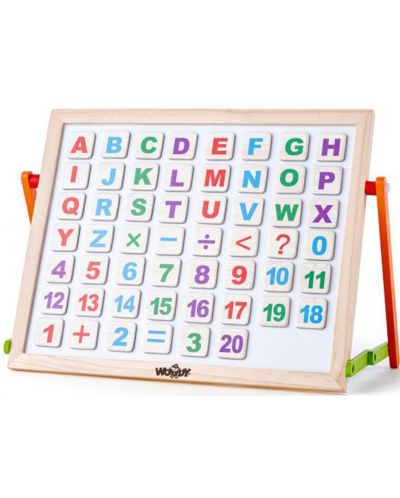 Tabla magnetica pentru copii Woody - Cu litere, numere si doua fete - 1