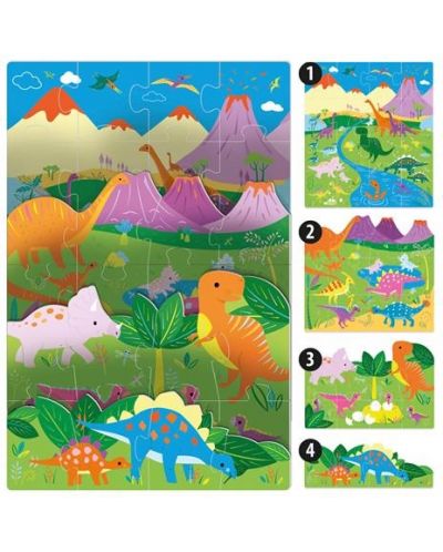 Puzzle educațional pentru copii Headu - Dinozauri - 2