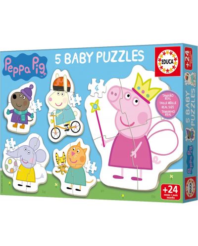 Puzzle pentru copii  Educa 5 in  1 - Prietenii lui Peppa Pig
