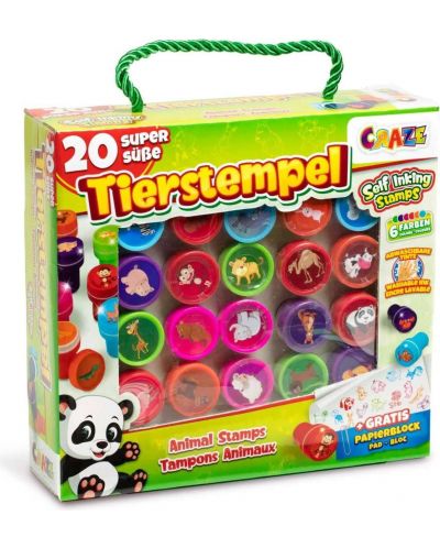 Set de timbre pentru copii Craze Kids - Animale multicolore - 1