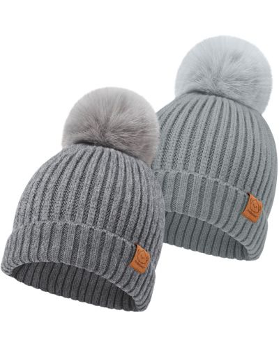 Pălărie de iarnă pentru copii KeaBabies - 6-36 luni, gri, 2 bucăți - 1