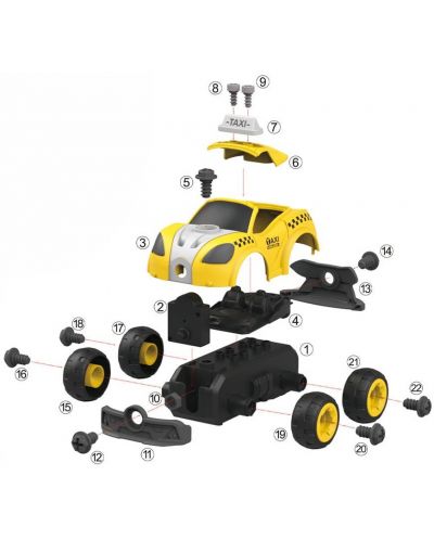 Masina de asamblat cu surubelnita, pentru copii Force Link - Taxi - 2