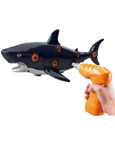 Jucărie pentru copii Raya Toys - Asamblare rechin, cu șurubelniță - 1
