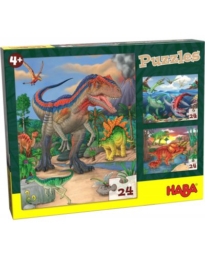 Puzzle pentru copii 3 in 1 Haba - Dinozauri - 1