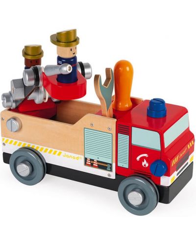 Jucarie pentru copii Janod - Asambleaza un camion de pompieri, DIY - 5