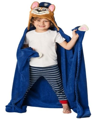 Pătură pentru copii cu glugă 3D Sonne - Chase Paw Patrol, 110 x 140 cm, albastră  - 2