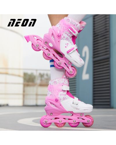 Patine cu rotile pentru copii 2 in 1Yvolution - Neon Combo Skates, marime 30-33, roz - 4