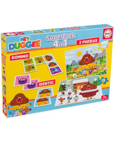Puzzle pentru copii Educa din 2 x 25 de piese - Hey Duggee, domino și memorie - 1