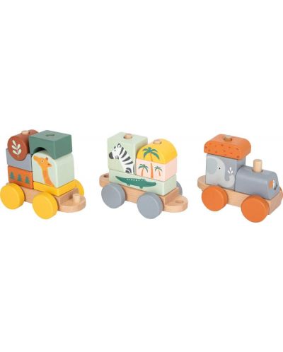 Jucărie Small Foot - Trenuleț Safari din lemn, 16 bucăți - 2