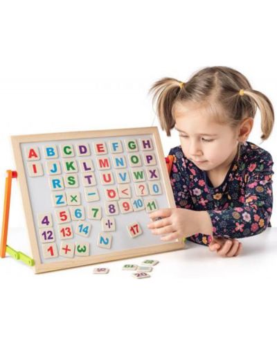 Tabla magnetica pentru copii Woody - Cu litere, numere si doua fete - 4